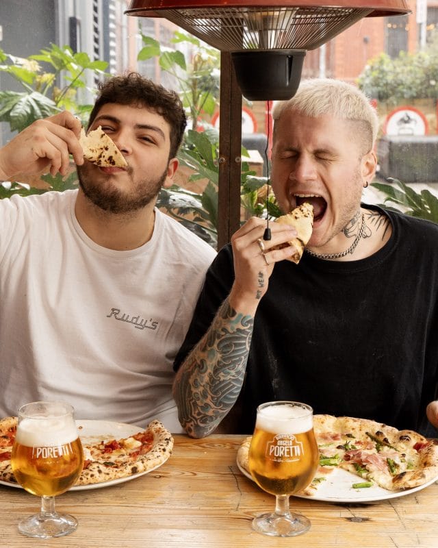 friends enjoying authentic neapolitan pizza