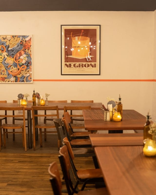 negroni poster at italian restaurant wall