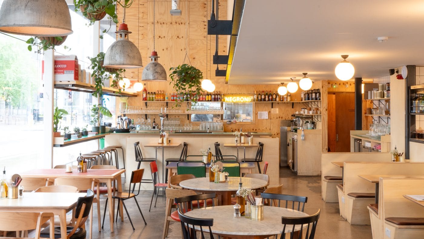 bright interior design of authentic neapolitan pizza restaurant in portland street