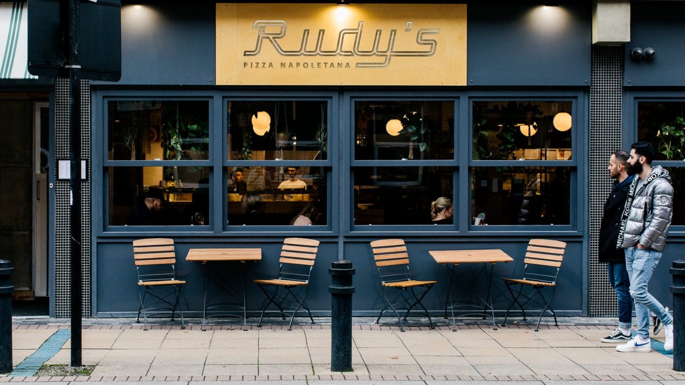 outdoor area rudys neapolitan pizza restaurant in sheffield