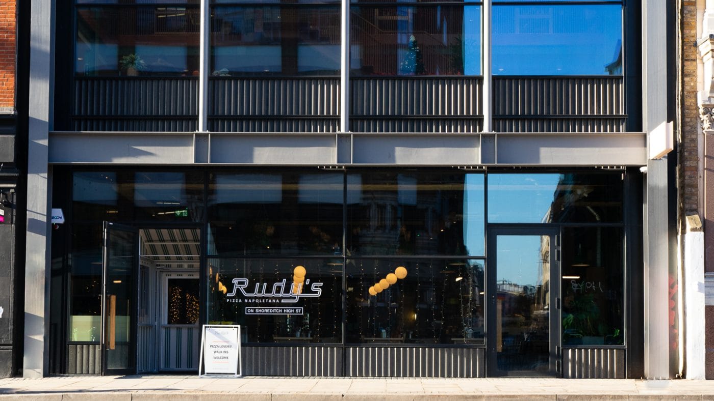 building entrance of authentic neapolitan pizza restaurant
