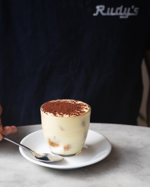 plate with tiramisu dessert