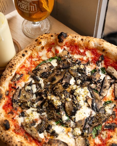 pizza neapolitan with beer