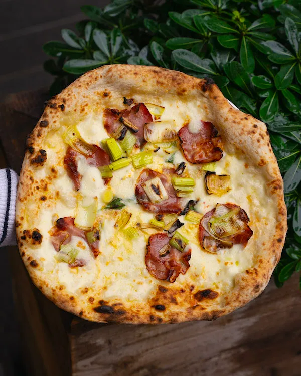 coppa tallegio and leek neapolitan pizza