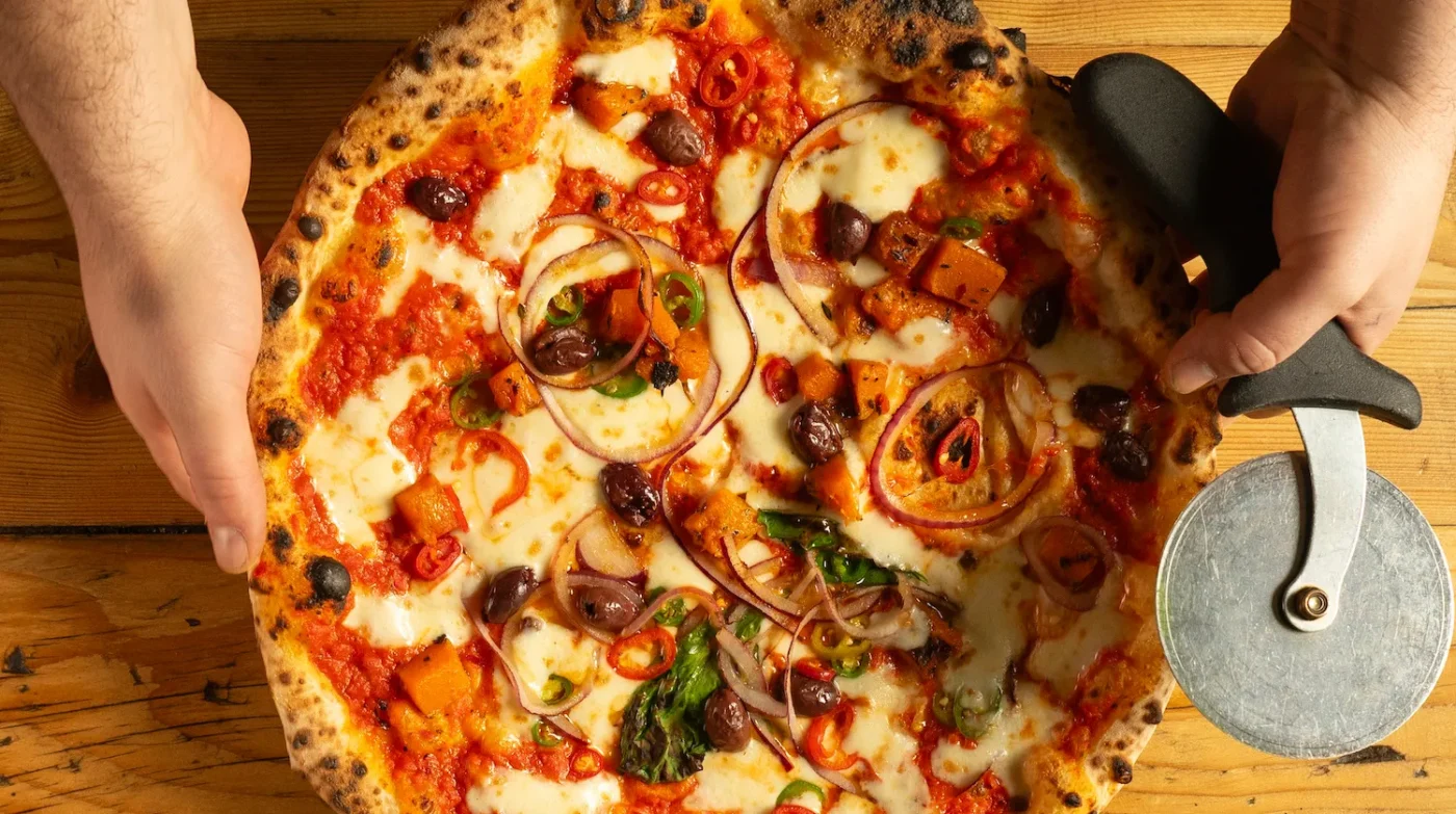 neapolitan pizza with cheese tomato and olives